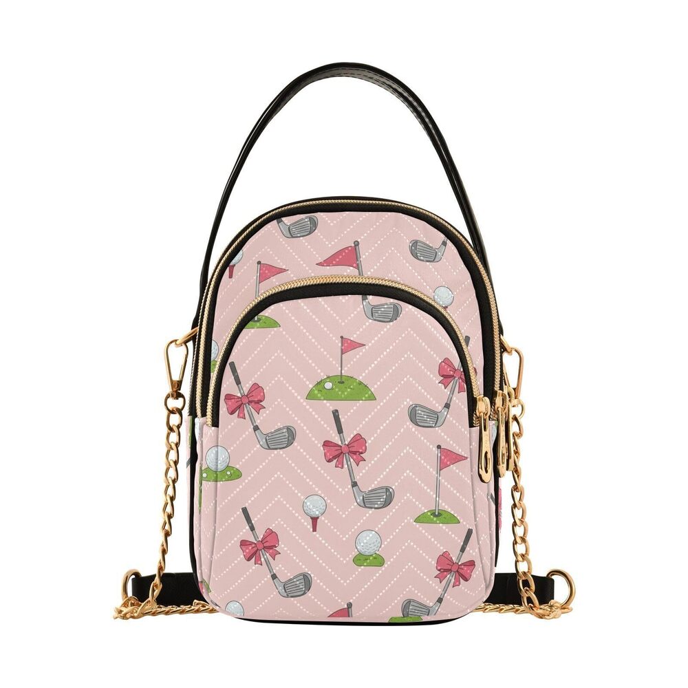 4521 Pink Golf Bow Crossbody Bag Cell Phone Purse Wallet with Removable